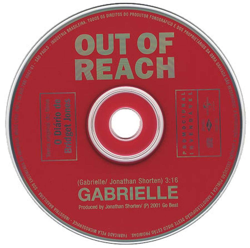 Gabrielle Out Of Reach Brazilian Promo CD single (CD5 / 5") GBRC5OU194982