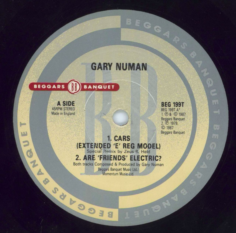 Gary Numan Cars - Export label UK 12" vinyl single (12 inch record / Maxi-single) NUM12CA805532