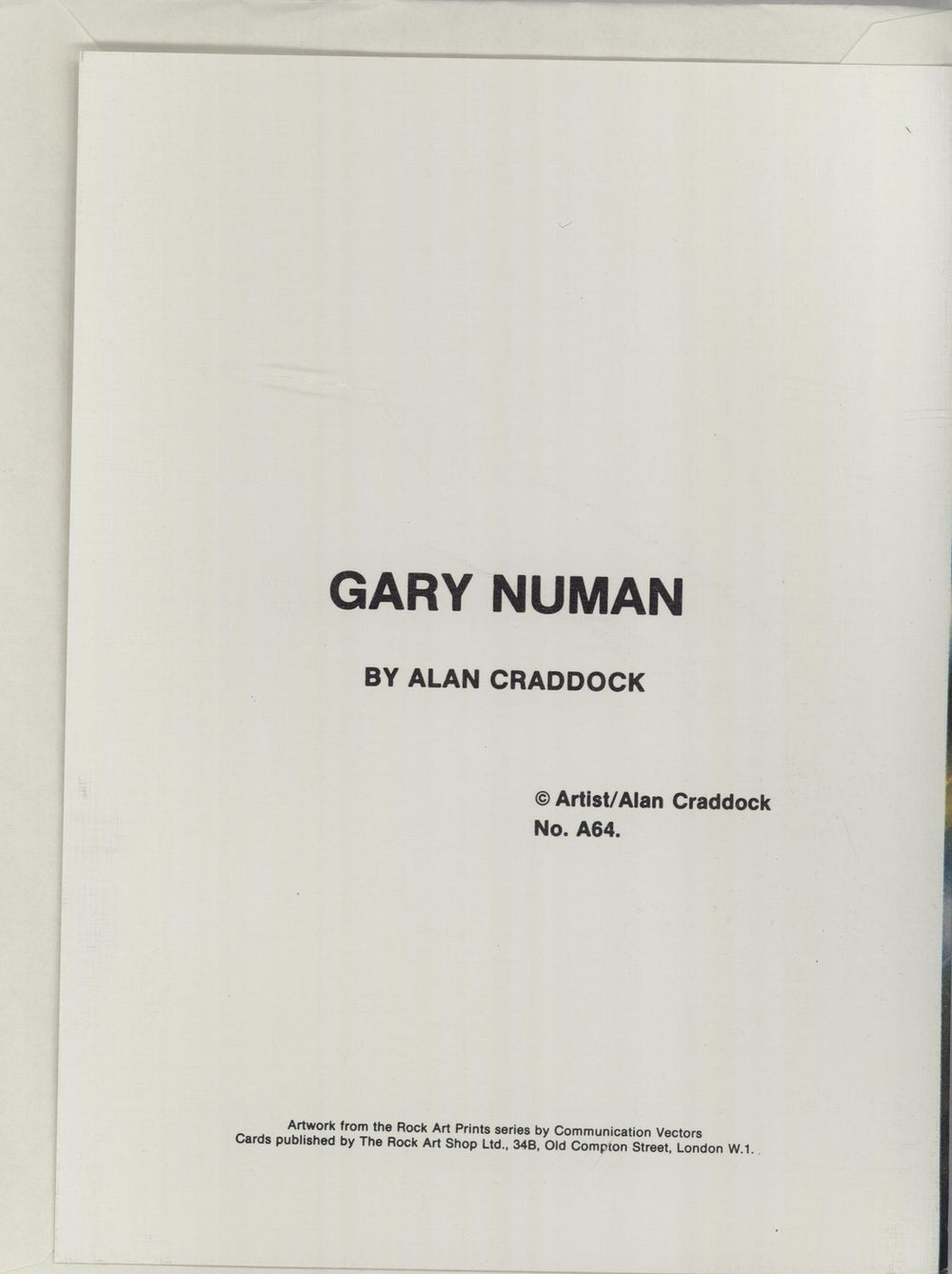 Gary Numan Greeting Card UK memorabilia NUMMMGR675380