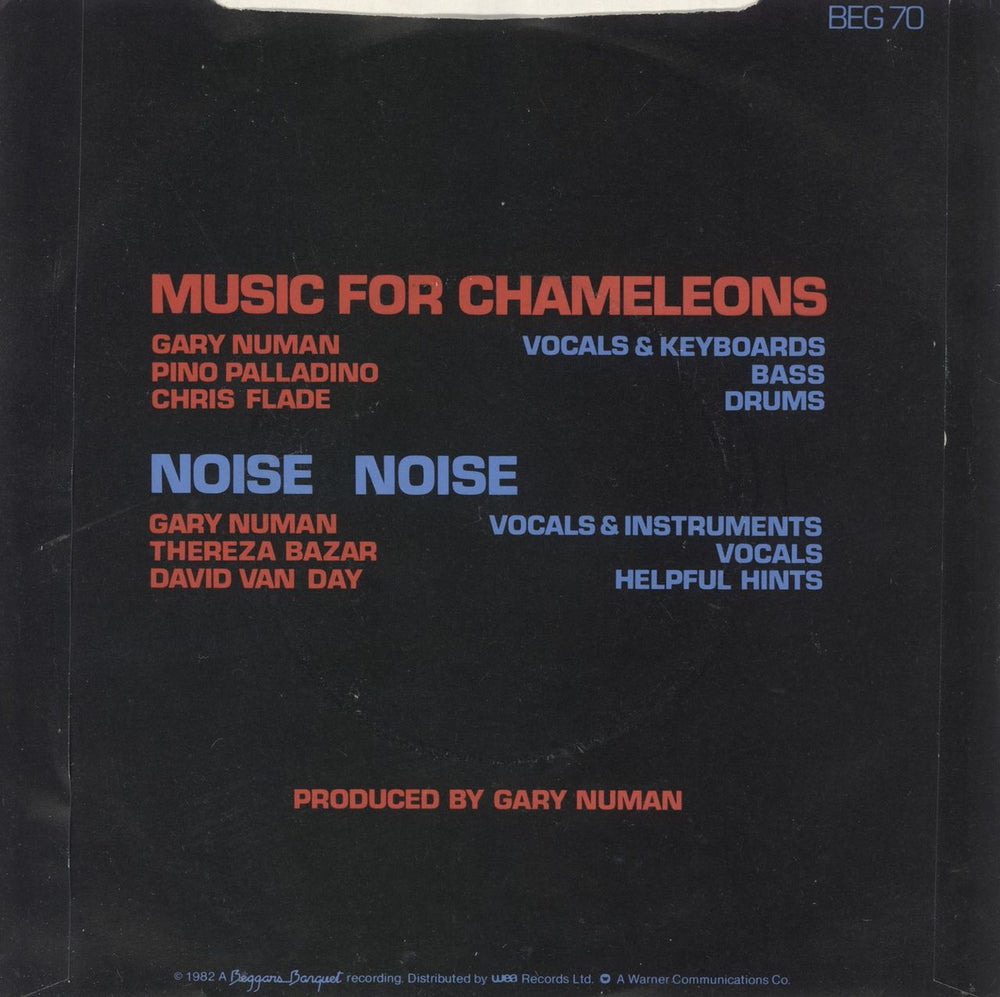 Gary Numan Music For Chameleons - Misprint Irish 7" vinyl single (7 inch record / 45)