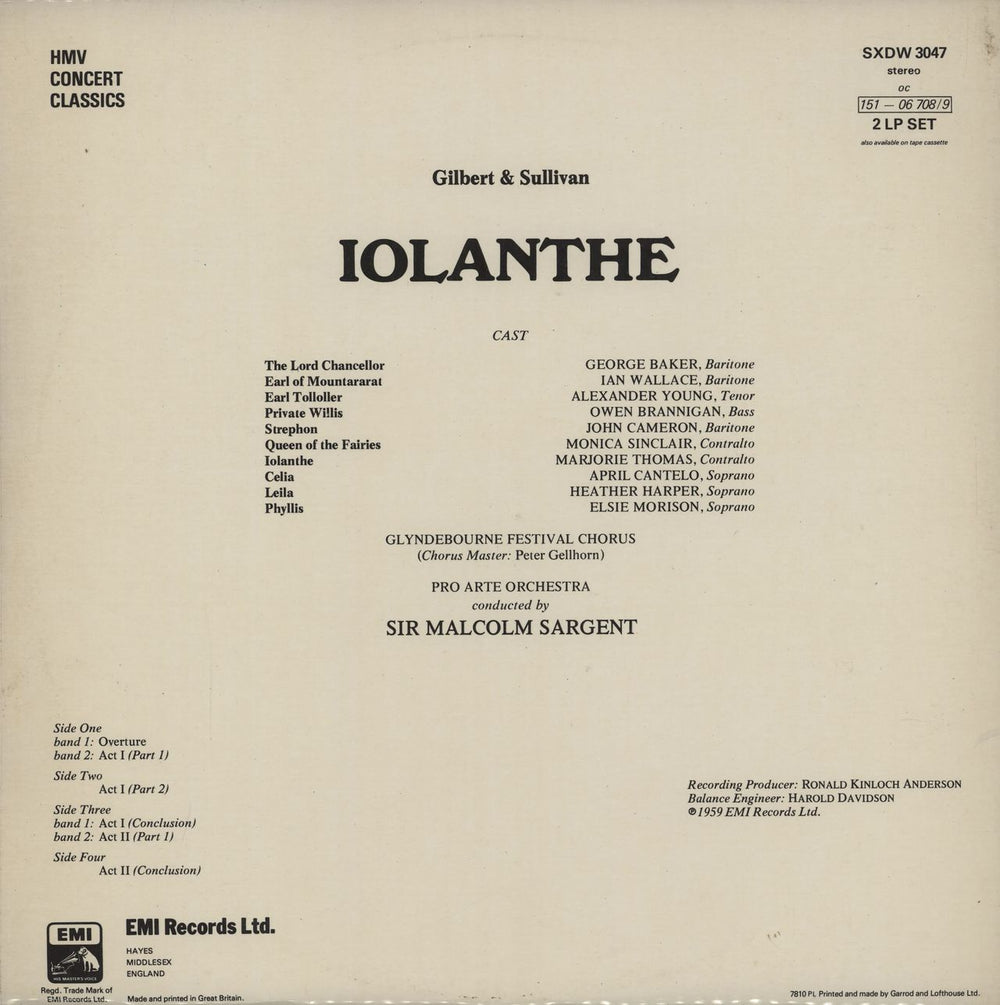 Gilbert & Sullivan Iolanthe UK 2-LP vinyl record set (Double LP Album)