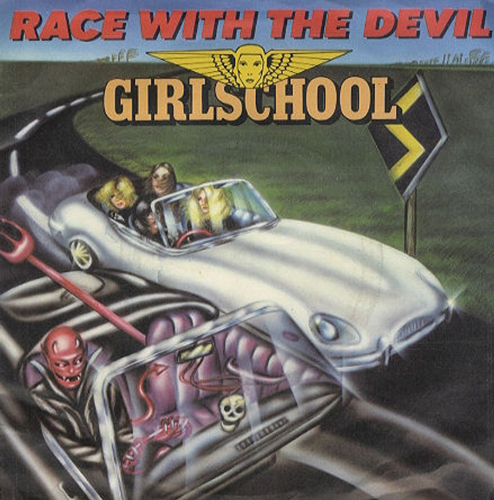 Girlschool Race With The Devil UK 7" vinyl single (7 inch record / 45) BRO100