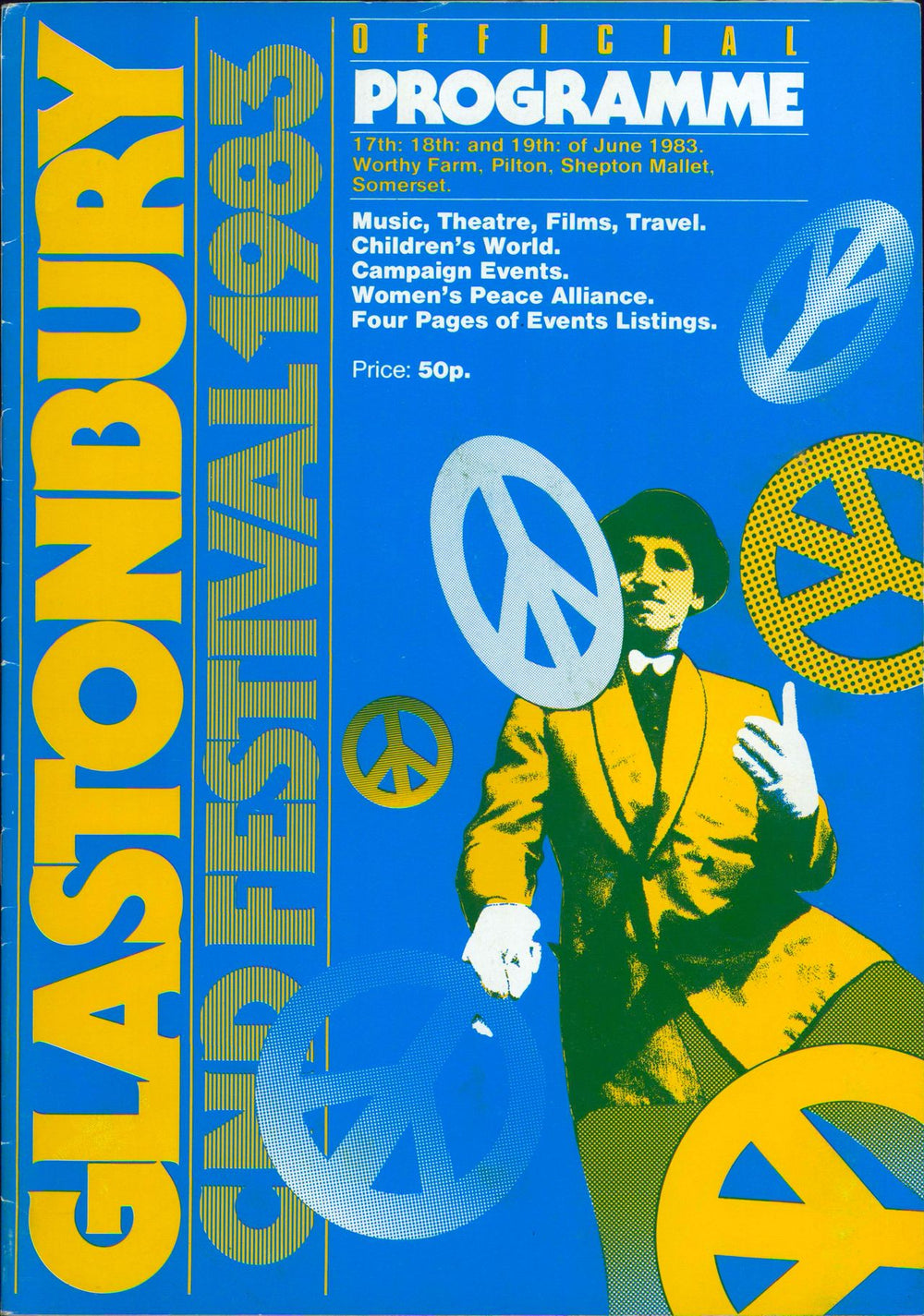 Glastonbury 1983 Festival UK tour programme FESTIVAL PROGRAMME