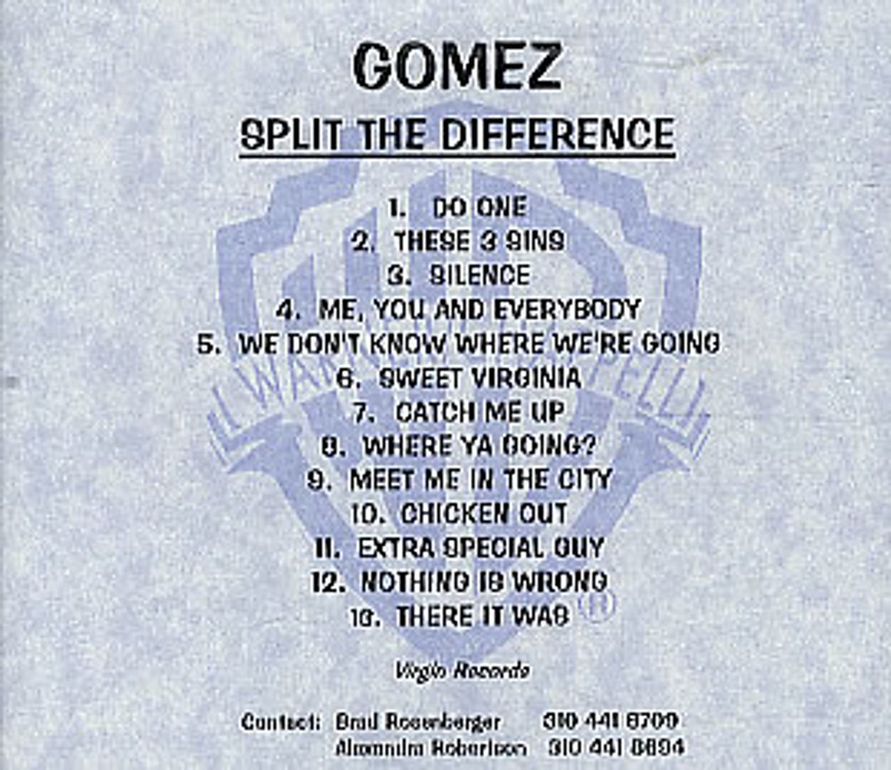 Gomez Split The Difference US Promo CD-R acetate CDR ACETATE