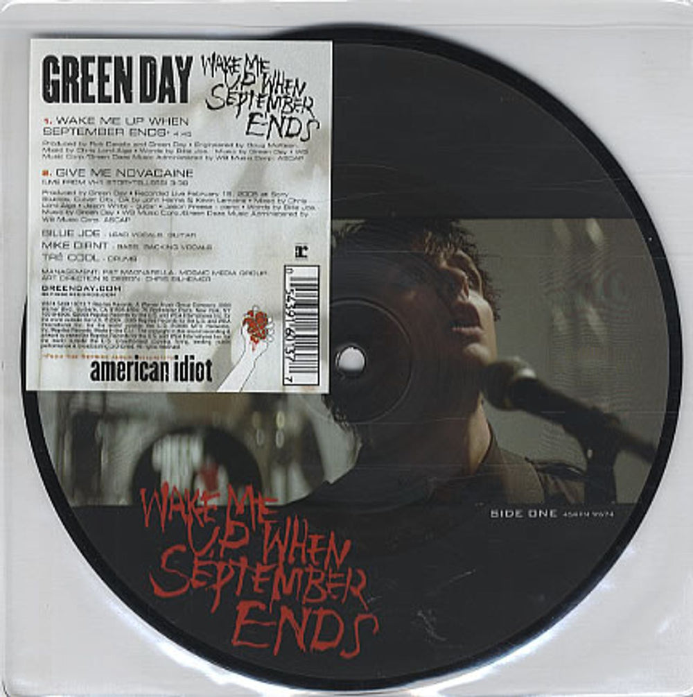 Green Day Wake Me Up When September Ends UK 7" vinyl picture disc (7 inch picture disc single) W674