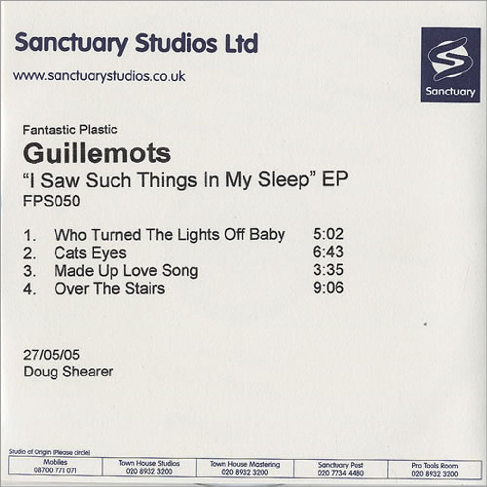 Guillemots I Saw Such Things In My Sleep EP UK Promo CD-R acetate CD-R ACETATE