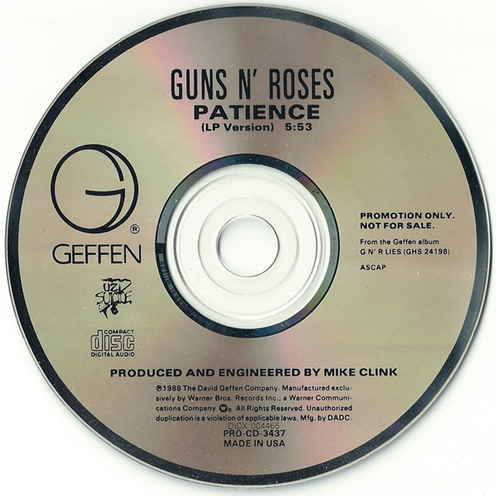 Guns N Roses Patience US Promo CD single (CD5 / 5") PRO-CD-3437