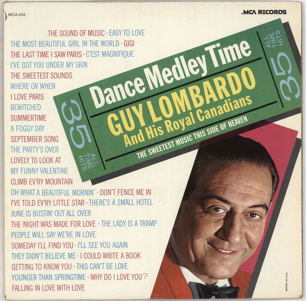 Guy Lombardo Dance Medley Time US vinyl LP album (LP record) MCA-242