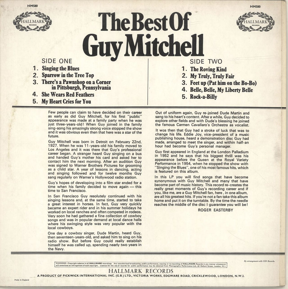 Guy Mitchell The Best Of Guy Mitchell UK vinyl LP album (LP record)