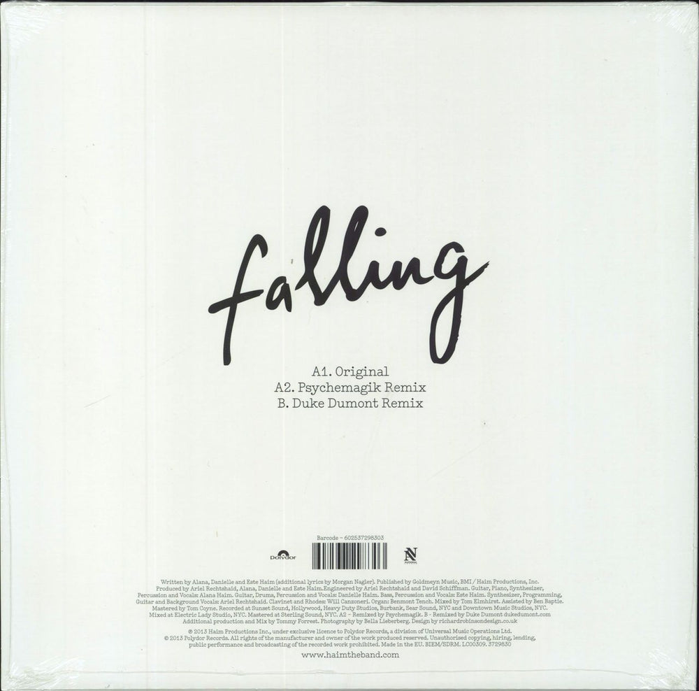 Haim Falling - Pink Vinyl UK 10" vinyl single (10 inch record) 602537246410