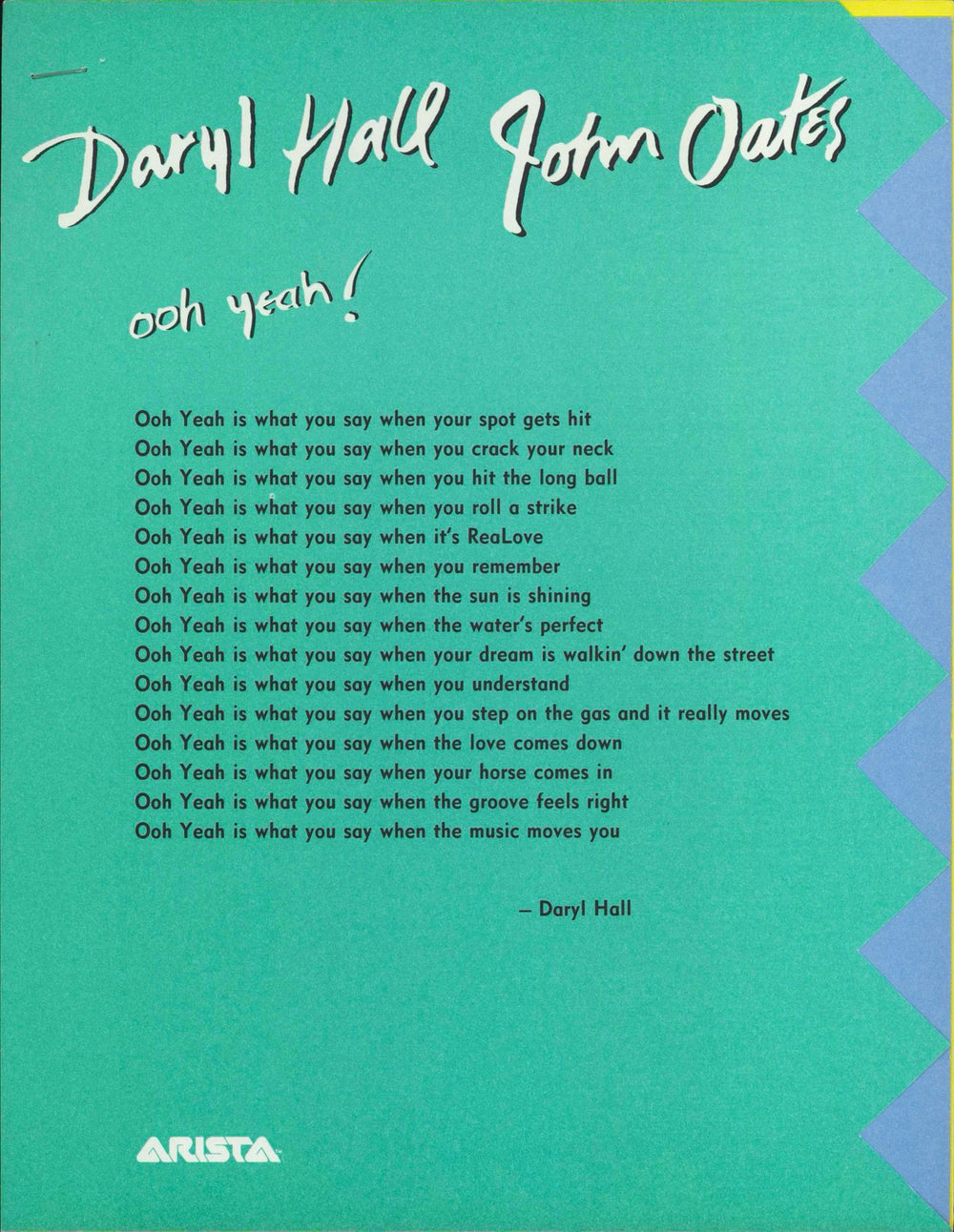 Hall & Oates Ooh Yeah! US Promo media press pack HNOPPOO220038