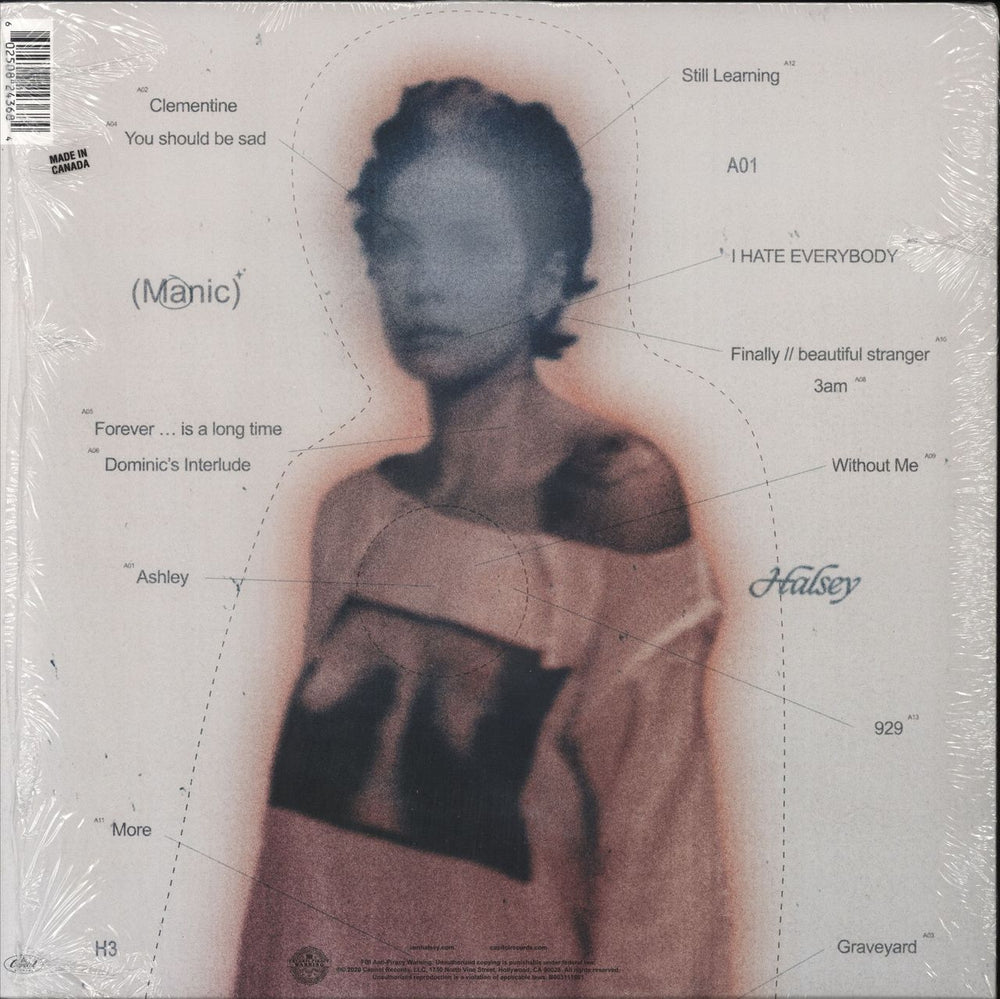 Halsey Manic - Clear with Pink & Blue Splatter + Shrink US vinyl LP album (LP record) 602435144498