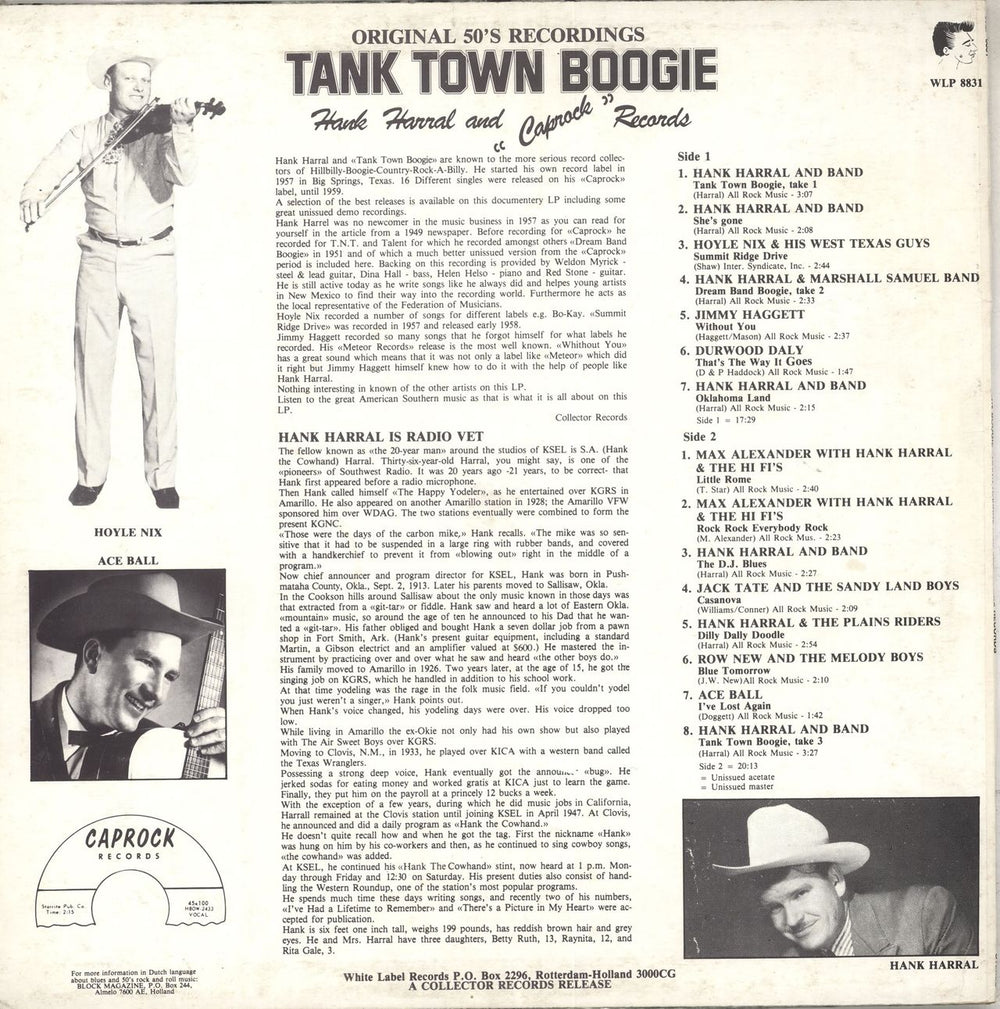 Hank Harral Tank Town Boogie Dutch vinyl LP album (LP record)