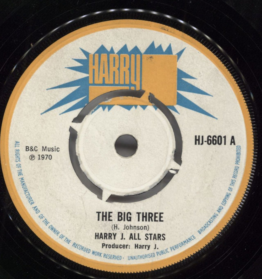 Harry J. All Stars The Big Three / Lavender UK 7" vinyl single (7 inch record / 45) HJ-6601