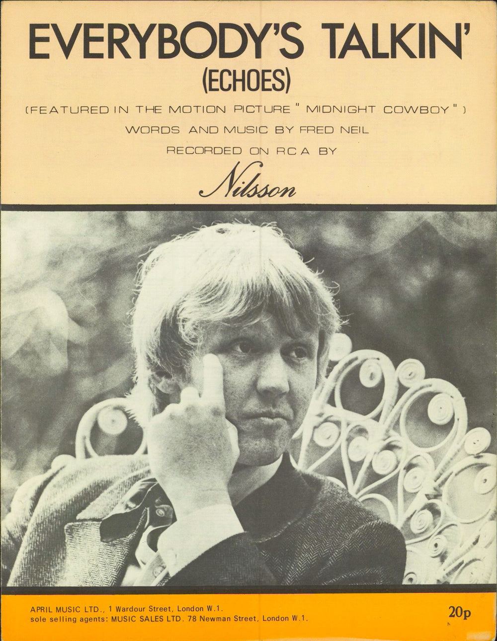 Harry Nilsson Everybody's Talkin' UK sheet music SHEETMUSIC