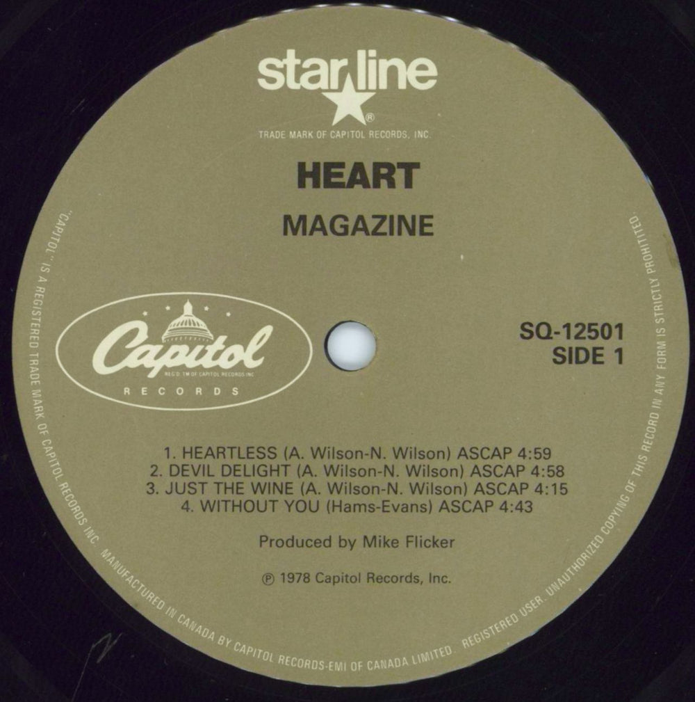 Heart Magazine Canadian vinyl LP album (LP record) HEALPMA798569