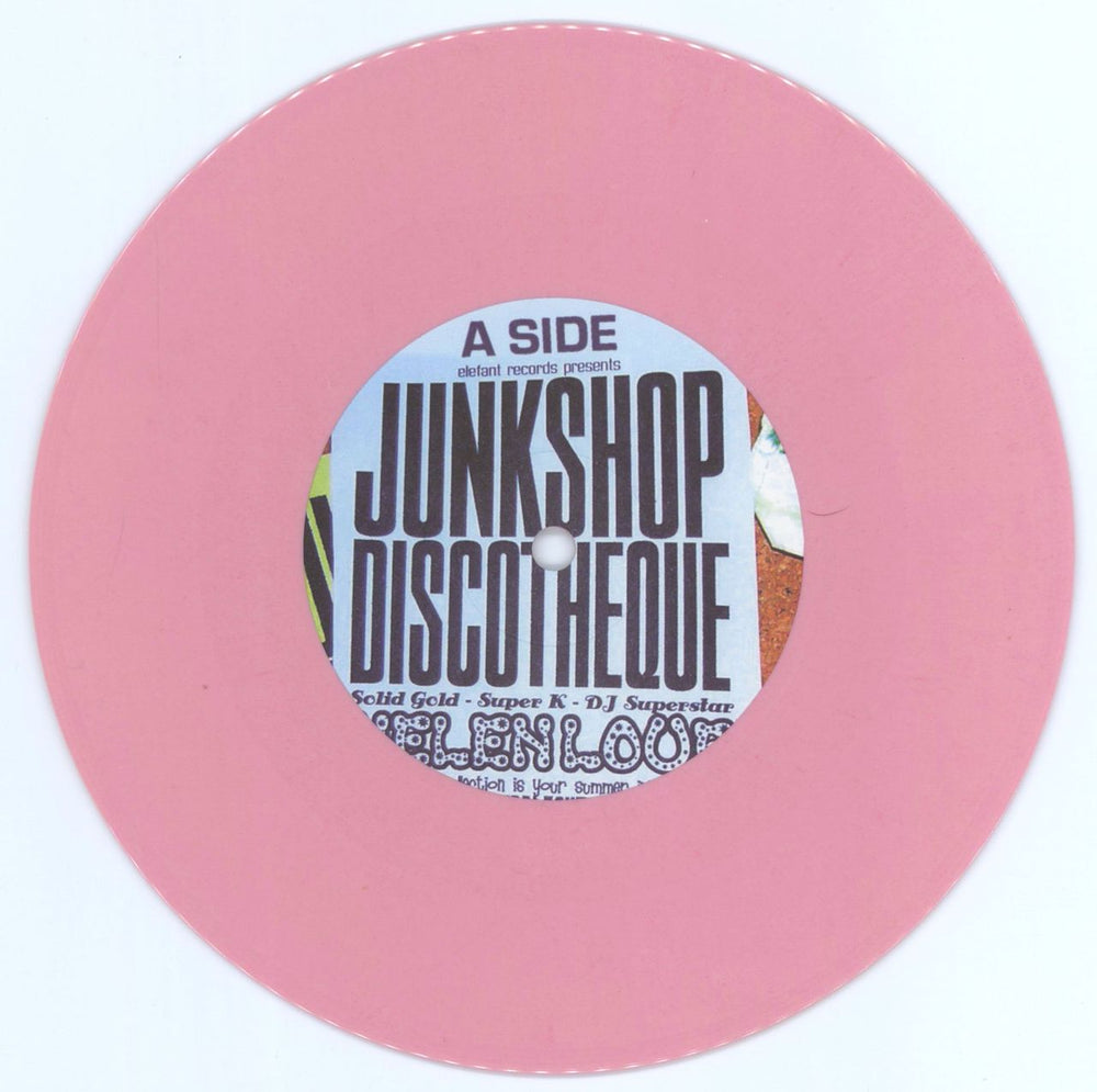 Helen Love Junk Shop Discotheque - Pink Vinyl Spanish 7" vinyl single (7 inch record / 45) HLV07JU770575