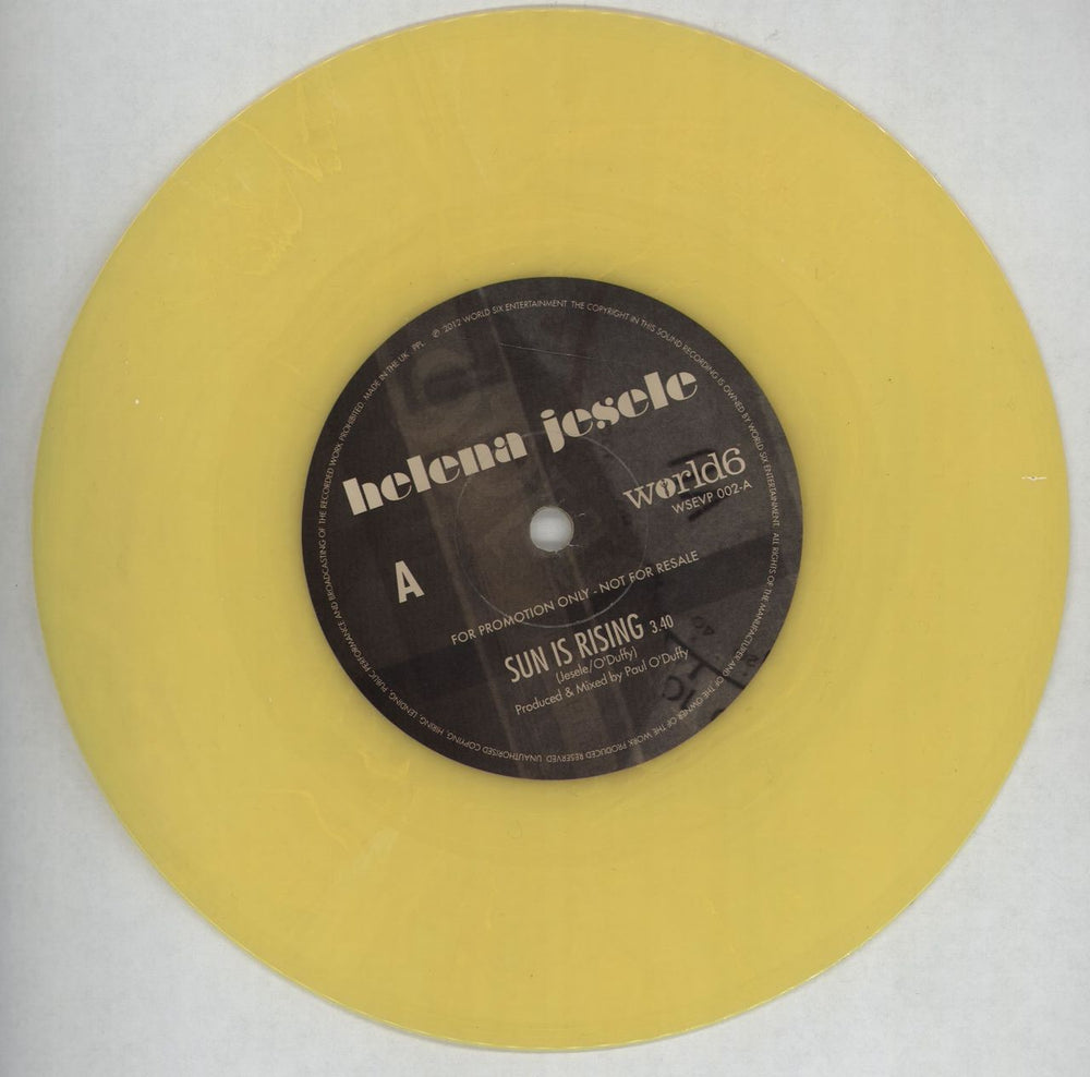 Helena Jesele Sun Is Rising - Yellow Vinyl UK Promo 7" vinyl single (7 inch record / 45) I6Q07SU671716