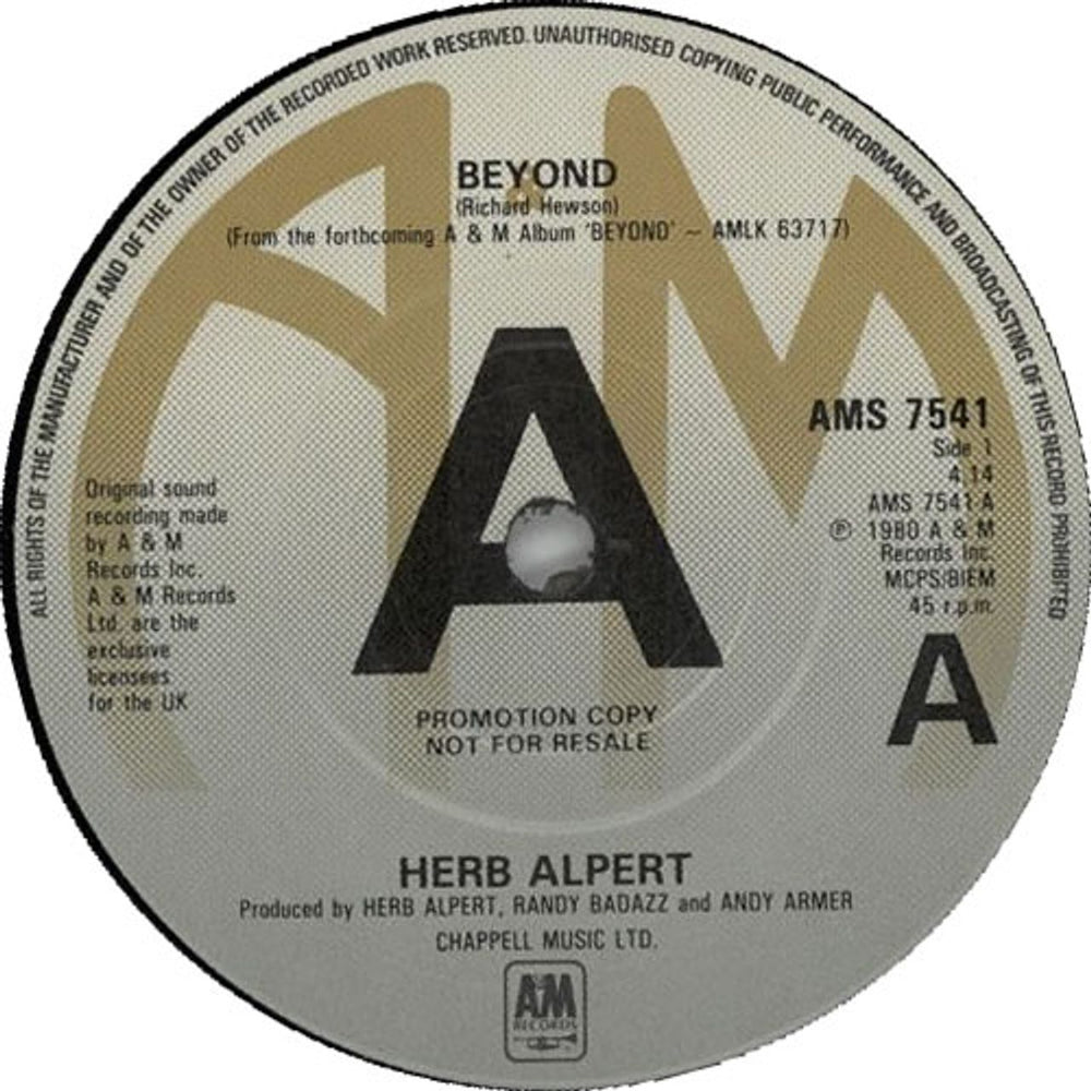 Herb Alpert Beyond - A-Label - P/S UK Promo 7" vinyl single (7 inch record / 45) HBA07BE635839