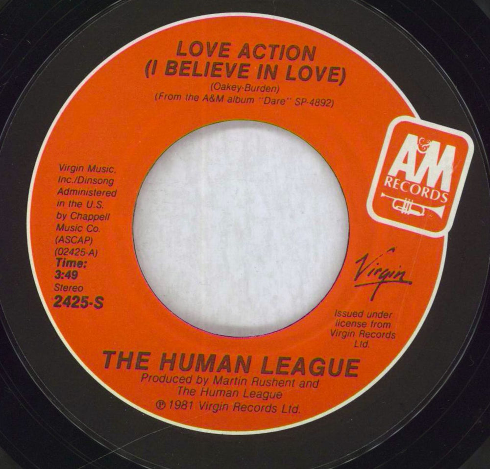 Human League Love Action US 7" vinyl single (7 inch record / 45) HUM07LO48298