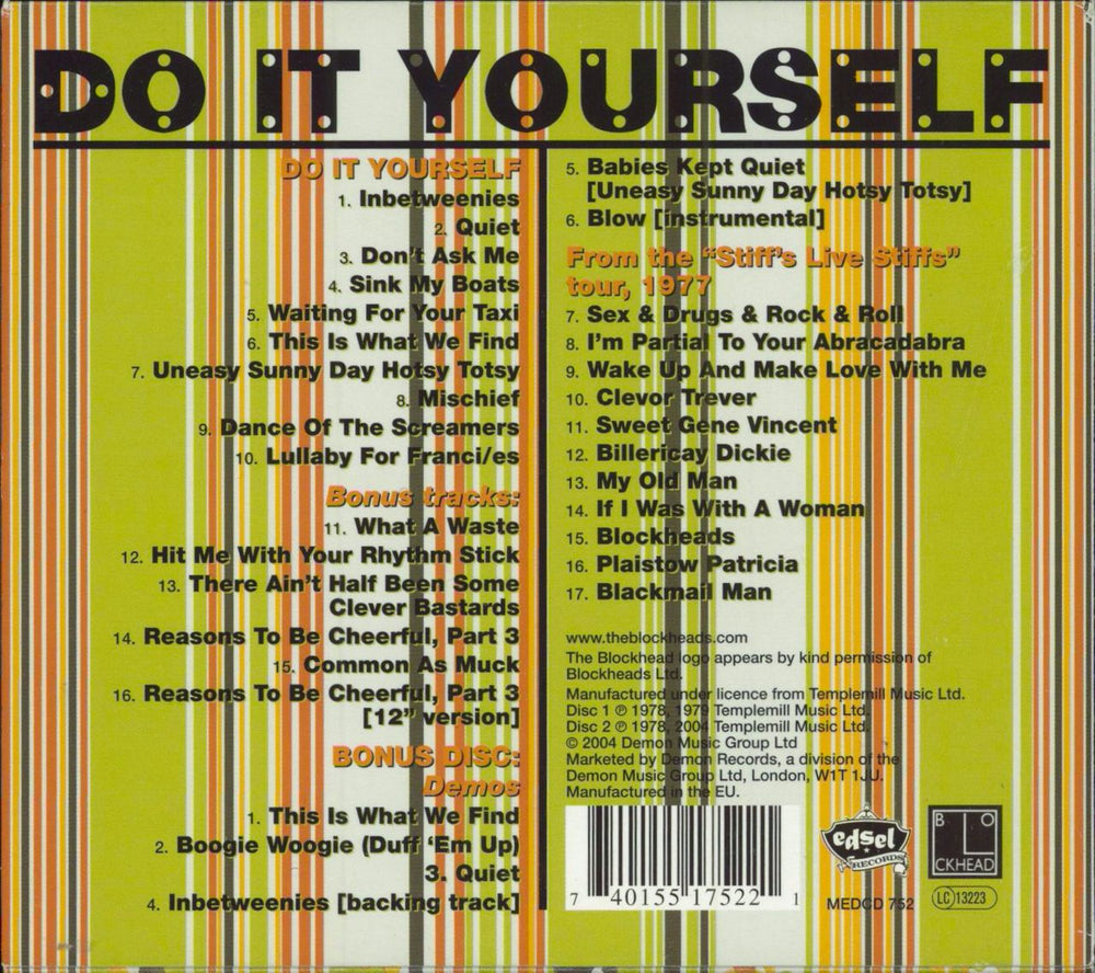 Ian Dury Do It Yourself UK 2 CD album set (Double CD)