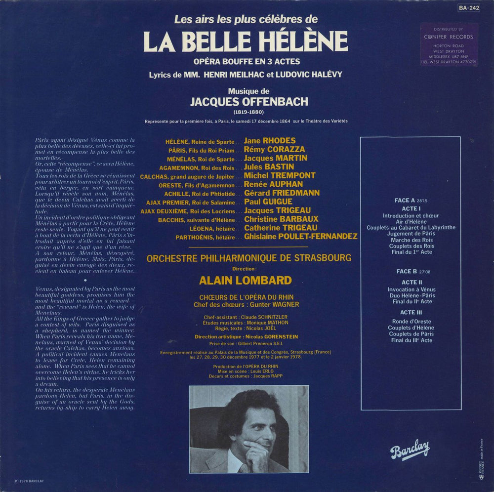 Jacques Offenbach Les Airs Les Plus Célèbres De La Belle Hélène French vinyl LP album (LP record)