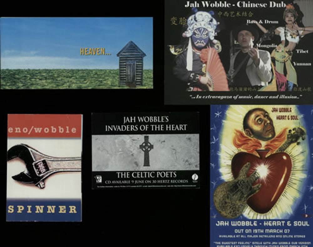 Jah Wobble Lot of Six Postcards & Flyers UK Promo memorabilia JAHMMLO638405