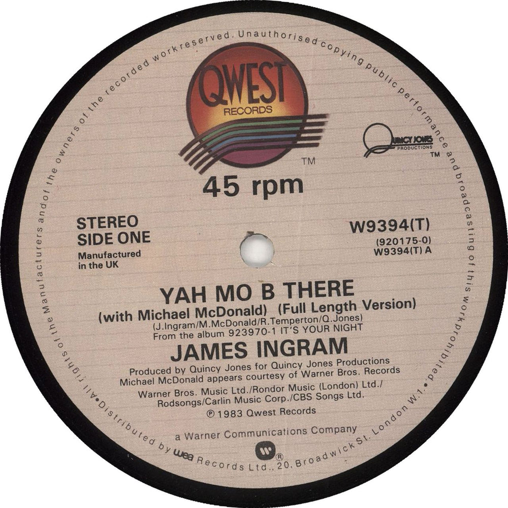 James Ingram Yah Mo B There (Full Length Version) UK 12" vinyl single (12 inch record / Maxi-single)