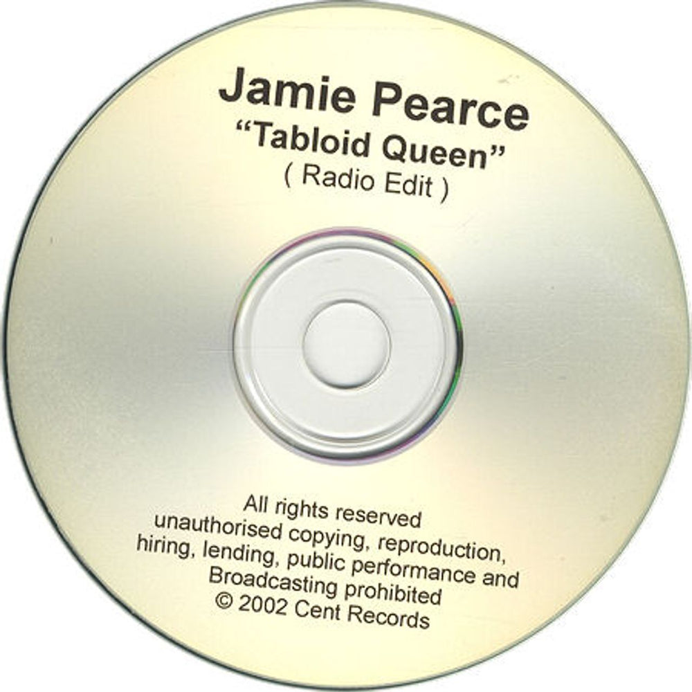 Jamie Pearce Tabloid Queen Radio Edit UK Promo CD-R acetate CD-R ACETATE