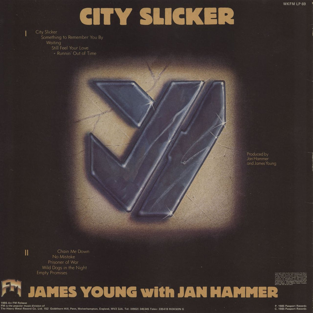 Jan Hammer City Slicker UK vinyl LP album (LP record)