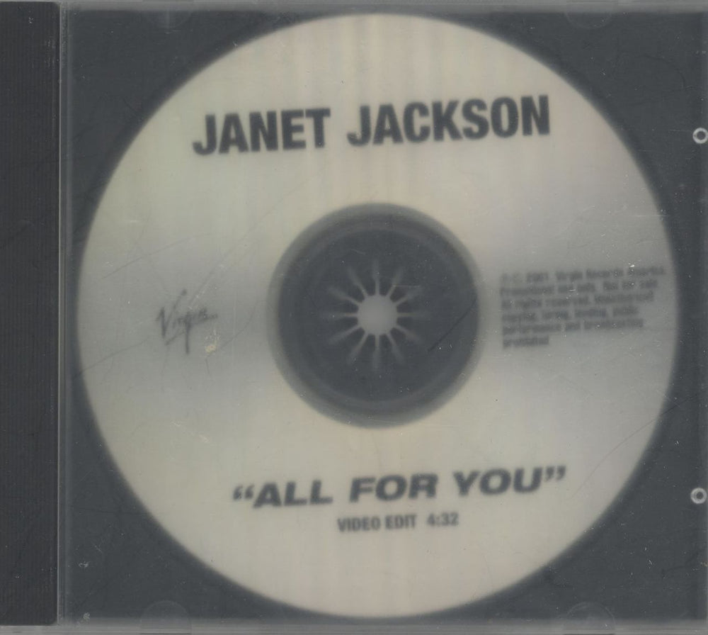 Janet Jackson All For You - Video Edit 4:32s US Promo CD-R acetate CD-R