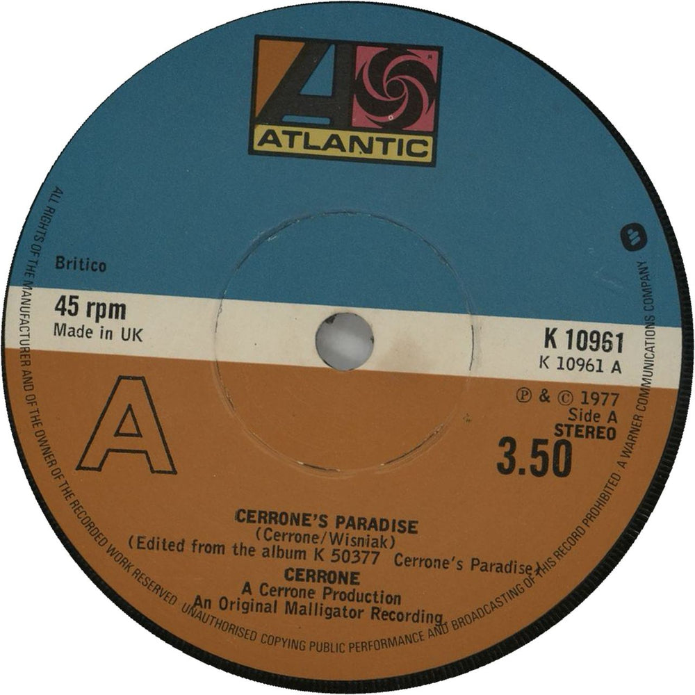 Jean-Marc Cerrone Cerrone's Paradise UK 7" vinyl single (7 inch record / 45) K10961