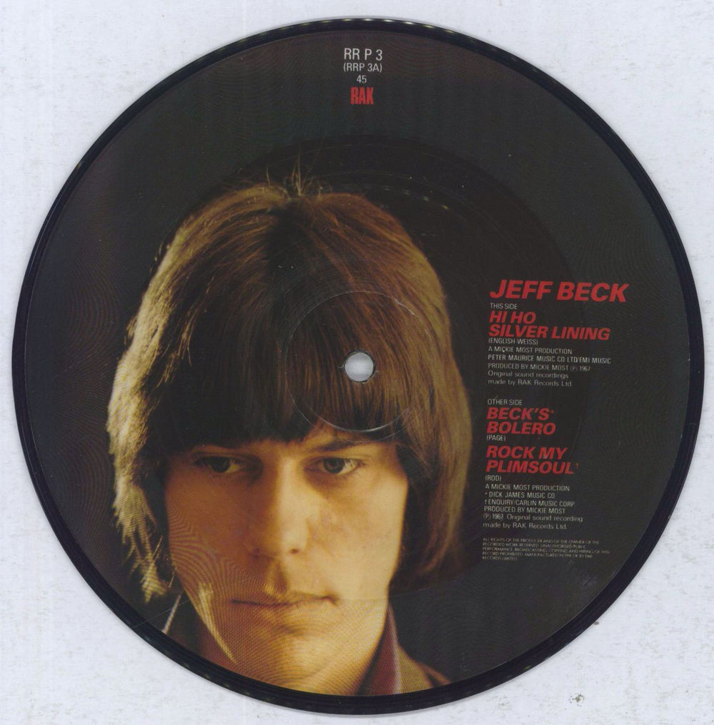 Jeff Beck Hi Ho Silver Lining UK 7" vinyl picture disc (7 inch picture disc single) RRP3