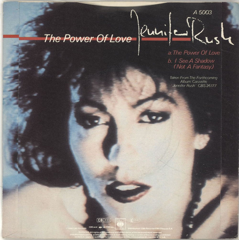 Jennifer Rush The Power Of Love + Sleeve UK 7" vinyl single (7 inch record / 45) JRU07TH694365