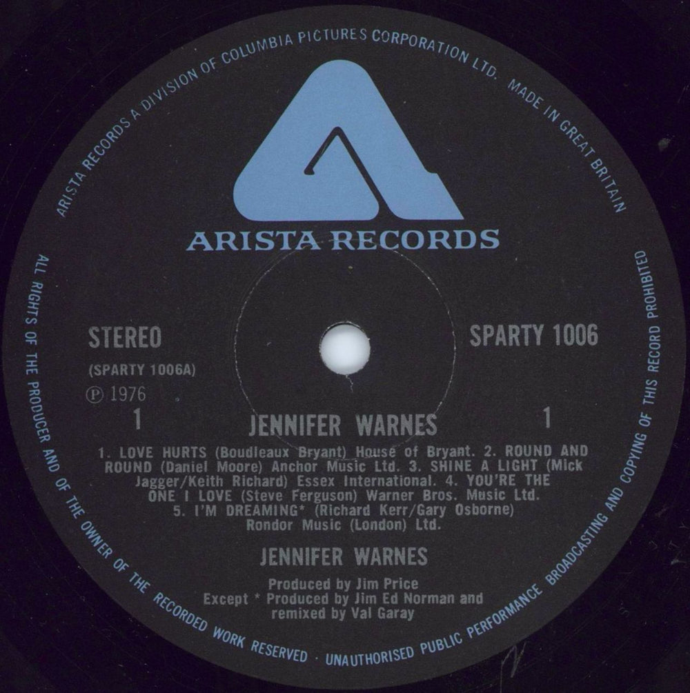 Jennifer Warnes Jennifer Warnes UK vinyl LP album (LP record) JENLPJE301595