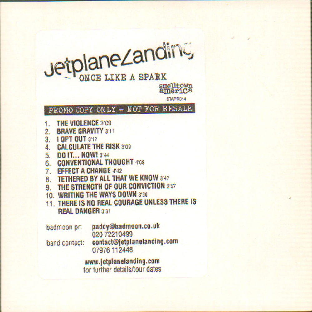 Jetplane Landing Once Like A Spark - Promo Bundle UK Promo CD-R acetate FOUR PROMO CD'S