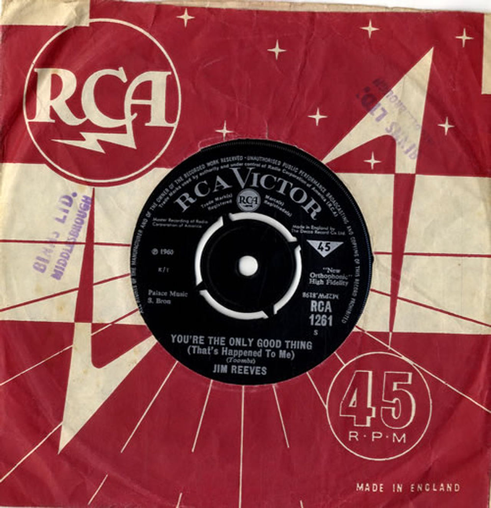 Jim Reeves You're The Only Good Thing (That's Happened To Me) - 2nd UK 7" vinyl single (7 inch record / 45) RCA1261