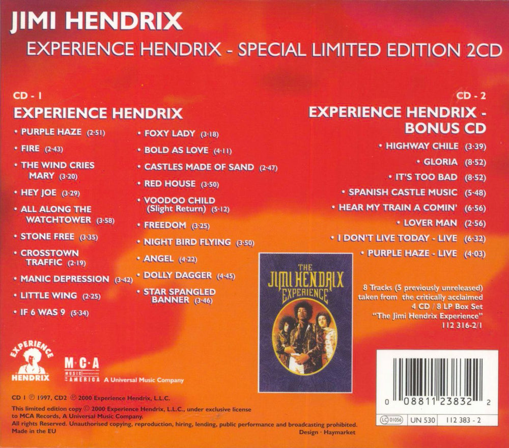 Jimi Hendrix Experience Hendrix - The Best Of Jimi Hendrix UK 2 CD album set (Double CD) 008811238322