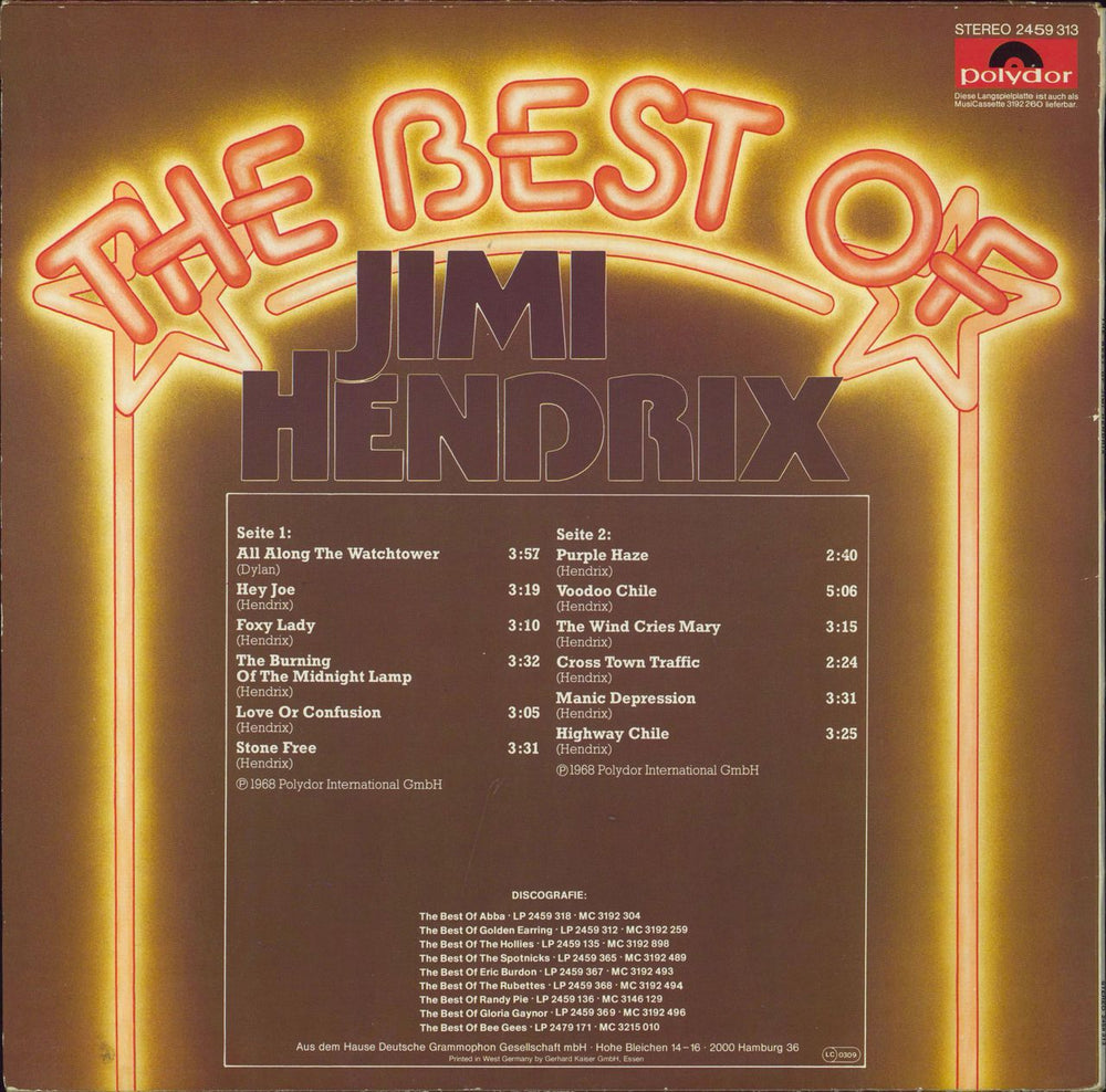 Jimi Hendrix The Best Of Jimi Hendrix German vinyl LP album (LP record)