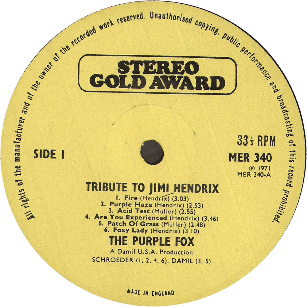 Jimi Hendrix Tribute To Jimi Hendrix UK vinyl LP album (LP record) HENLPTR259722