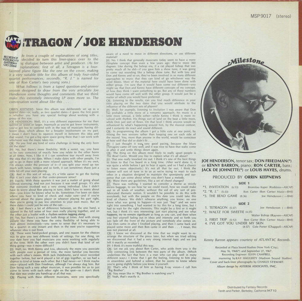 Joe Henderson Tetragon US vinyl LP album (LP record)