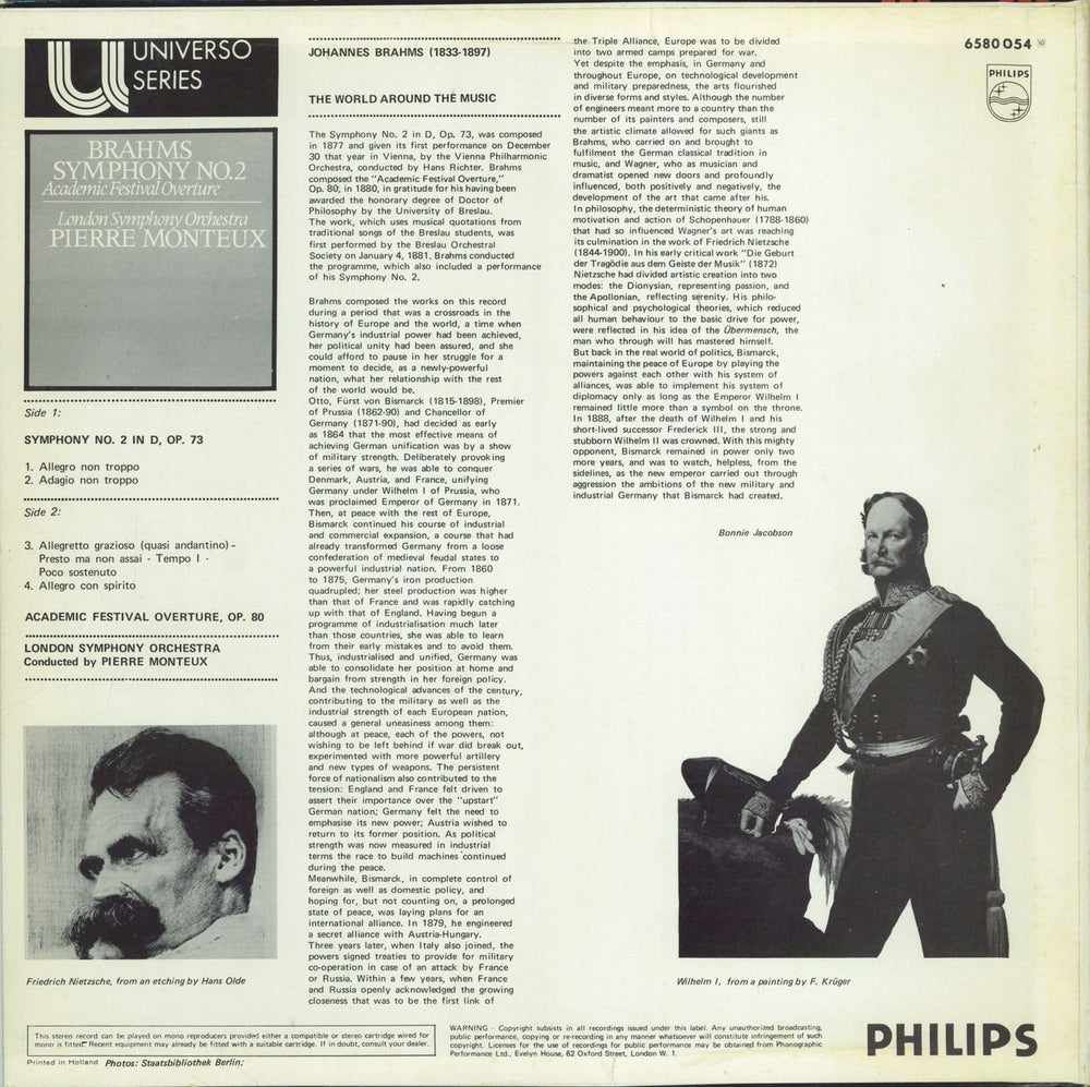 Johannes Brahms Brahms: Symphony No. 2 / Academic Festival Overture UK vinyl LP album (LP record)
