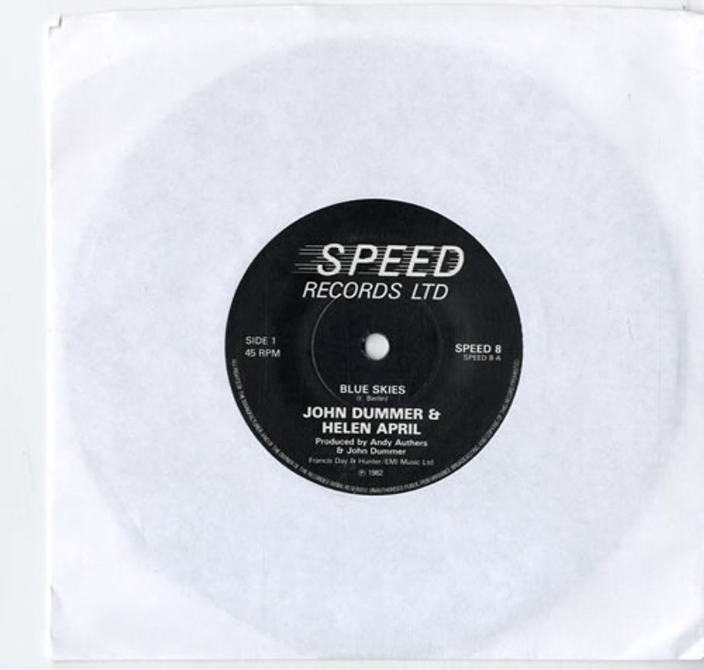 John Dummer & Helen April Blue Skies - EX UK 7" vinyl single (7 inch record / 45) SPEED8