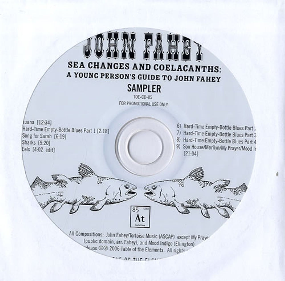 John Fahey Sea Changes & Coelacanths - Sampler US Promo CD album (CDLP) TOE-CD-85