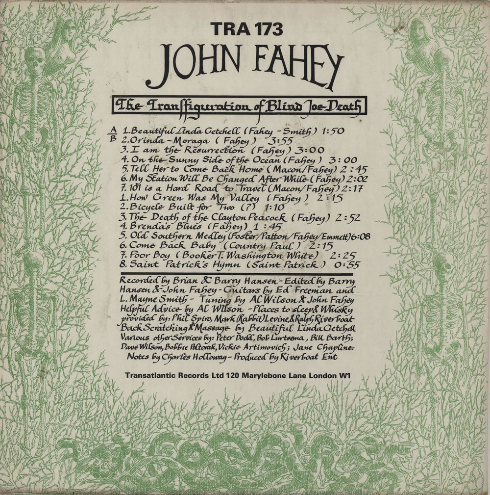 John Fahey The Transfiguration Of Blind Joe Death UK vinyl LP album (LP record) J-FLPTH675492