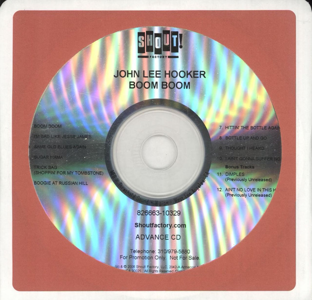 John Lee Hooker Boom Boom US Promo CD-R acetate CD-R