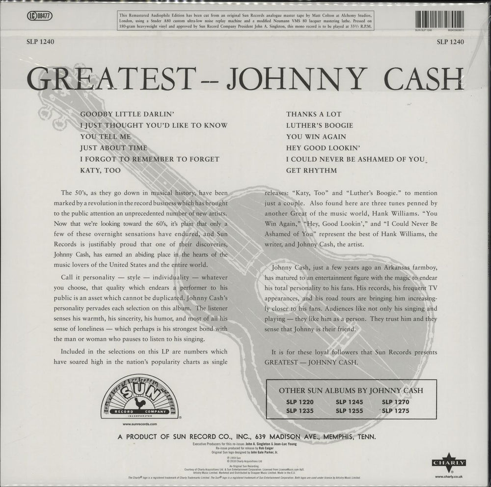 Johnny Cash Greatest! - 180g UK vinyl LP album (LP record) 803415828012