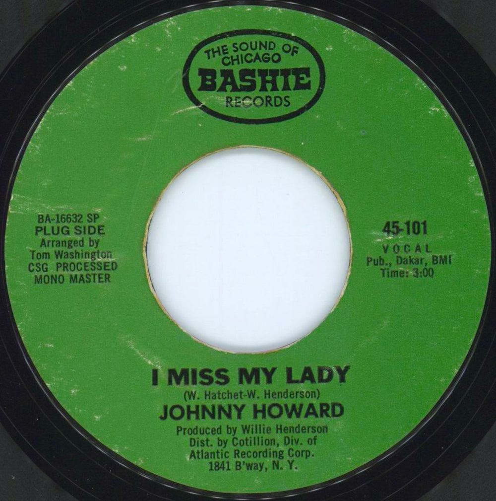 Johnny Howard (Soul) I Miss My Lady US 7" vinyl single (7 inch record / 45) 45-101