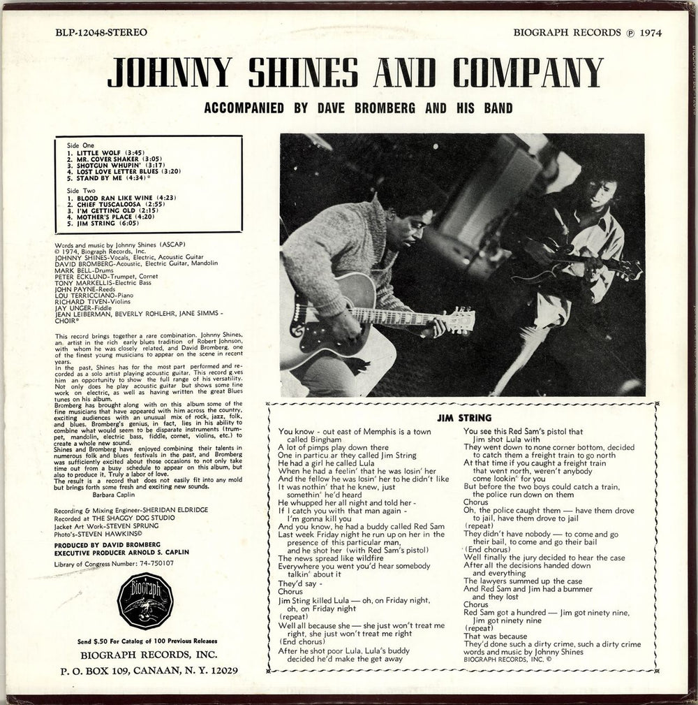 Johnny Shines Johnny Shines & Co. US vinyl LP album (LP record)