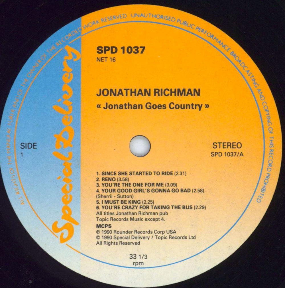 Jonathan Richman & The Modern Lovers Jonathan Goes Country UK vinyl LP album (LP record) JHRLPJO411355